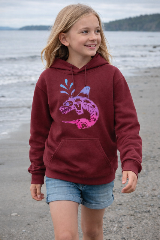 KGH Pink Gradient Maroon Hoodie - YOUTH SIZES